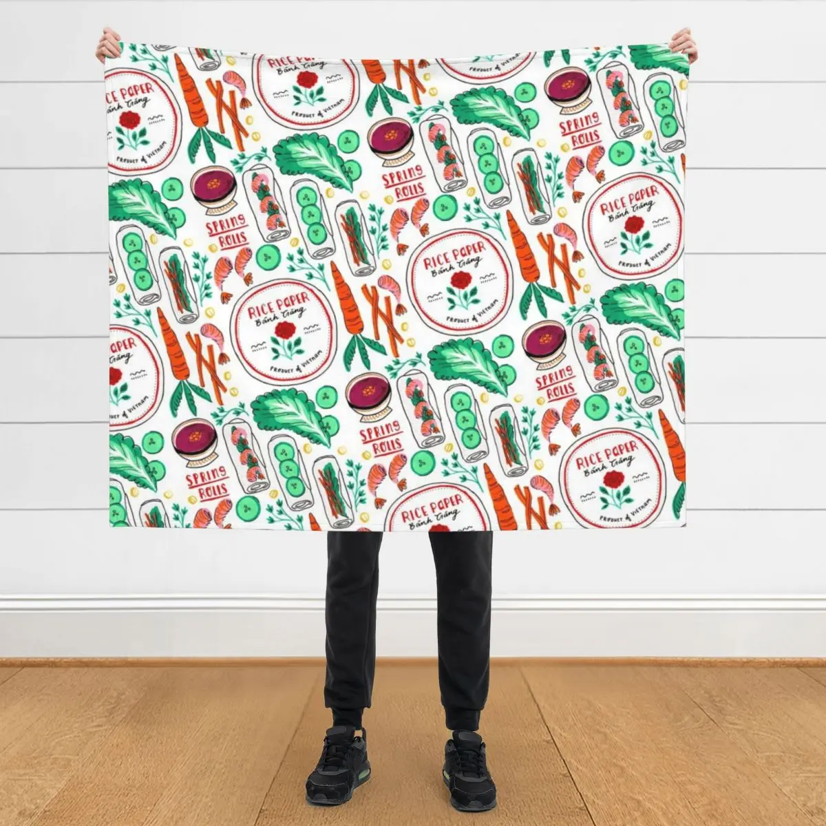 

Vietnamese Spring Rolls Throw Blanket Flannel Blankets For Sofas Beach Blankets