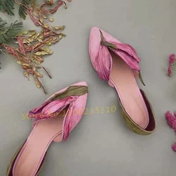 Petals Pointy Flat Home Shoes Women Pink Flower Gradient Mixed Colors Shoes Female Elegant Summer All Match Women's Sweet Shoes