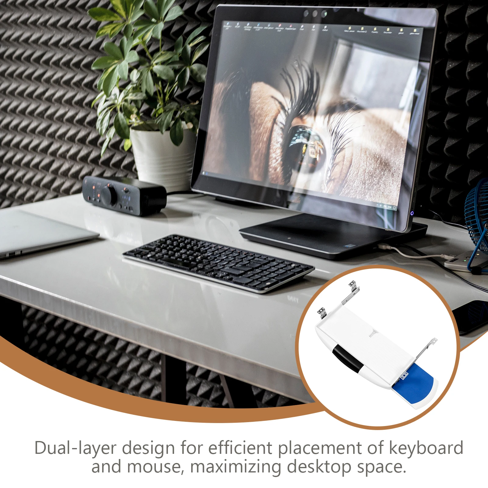 

Dual Layer Under Desk Keyboard Tray Slide-Out Mouse Plate Full Extension Drawer Slides Keyboard Storage Plate Multi-Purpose
