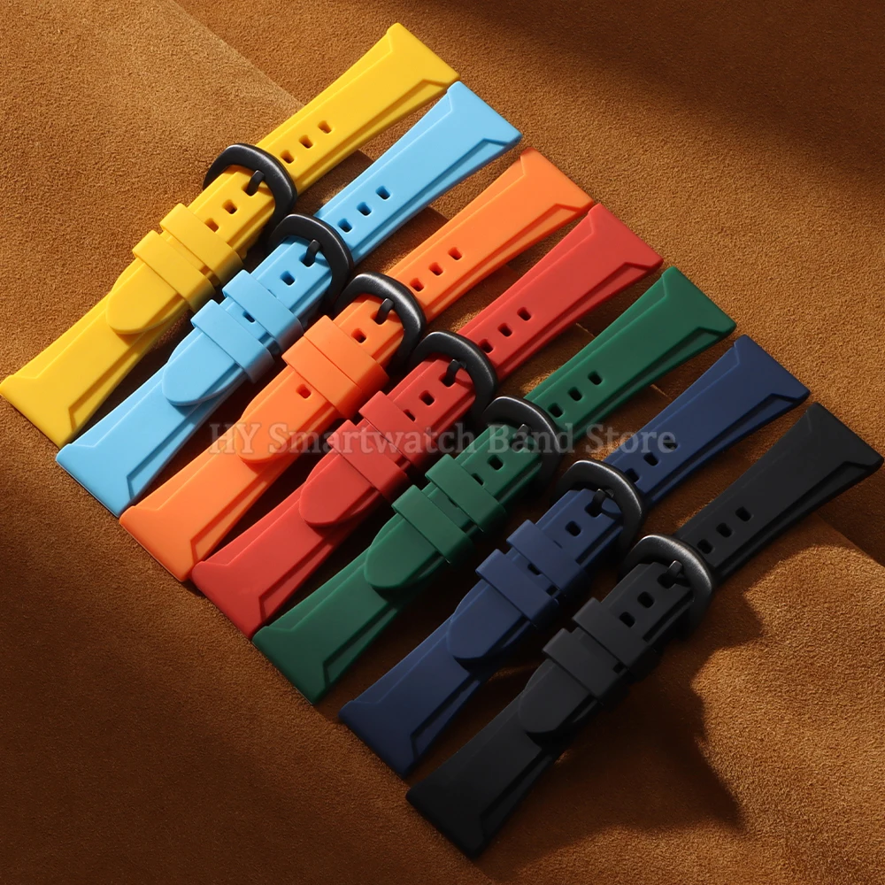 Universal Silicone Watch Strap 22mm 24mm 26mm for Citizen for Tudor for Panerai Waterproof Wrist Band Metal Pin Buckle Bracelet