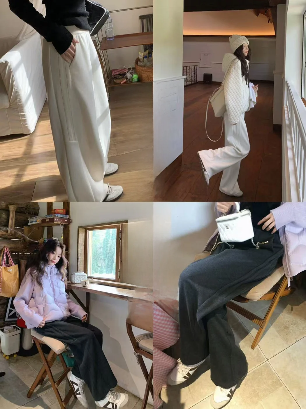 

Ibell Zhang Belloose Wide Leg Pants Casual Wool Acetate Soft Anti-Wrinkle Loose Fitting Slimming Elastic Waist Casual Trousers