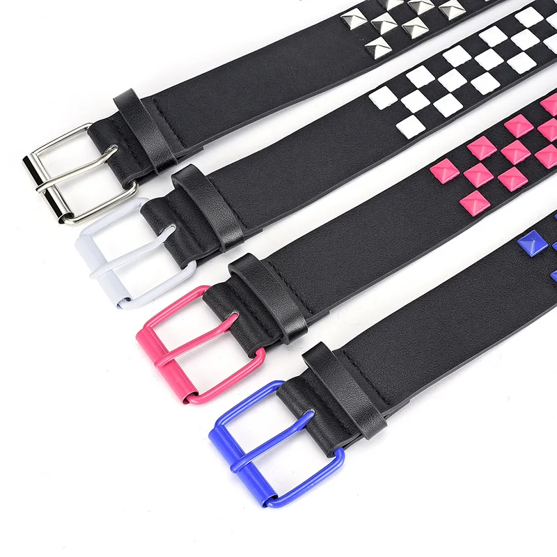 Personalised Rivets PU Leather Belt Men and Women Universal Multi-colour Optional Fashion Hip-hop Punk Belt Ins Style