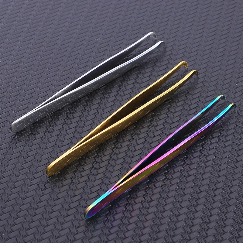 1pc pinças de cílios de aço inoxidável de alta precisão colorido prata ouro diy pinça de cílios extensão ferramentas de maquiagem