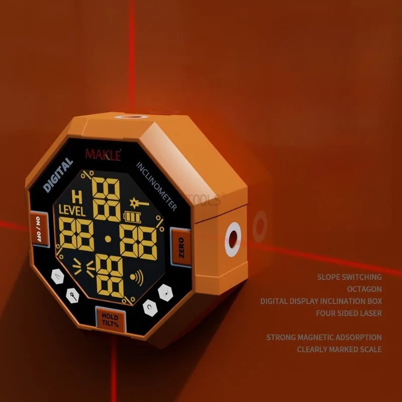High Precision Digital Inclinometer Box 4-sided Laser 9-sided Strong Magnetic Protractor Multifunction Level Gauge Angle Finder