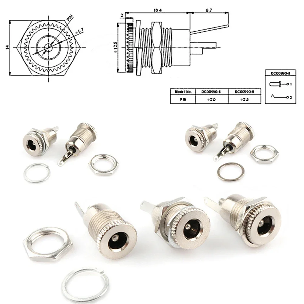 5pcs DC099 DC Power  Installation Metal Connector DC Power Socket For Laptops Small TVs Electrical Equipment Supplies