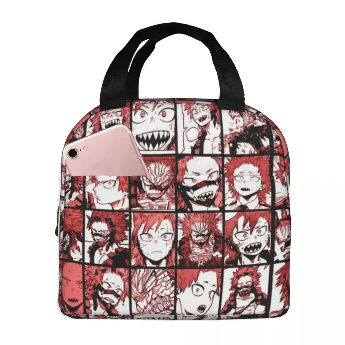 Saco térmico Oxford portátil isolado, My Hero Academia, Colagem Kirishima, Lancheira de piquenique, Caixa térmica, Comida fria