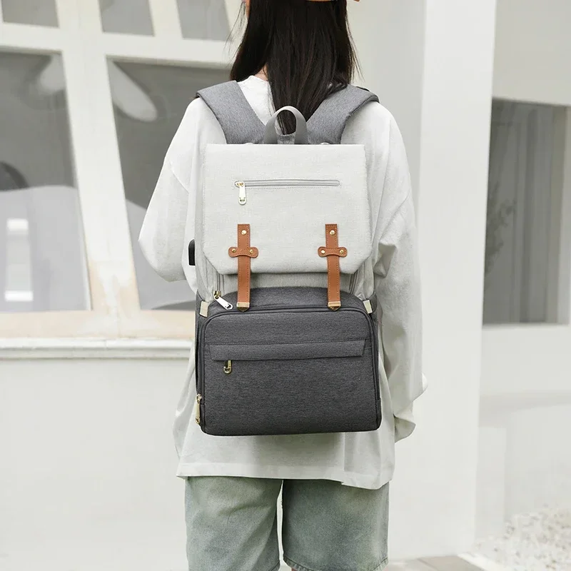 Casual High Quality Nylon Mommy Backpack Zipper Backpack 2025 Fashion New Large Capacity Solid Color Mother and Baby Bags