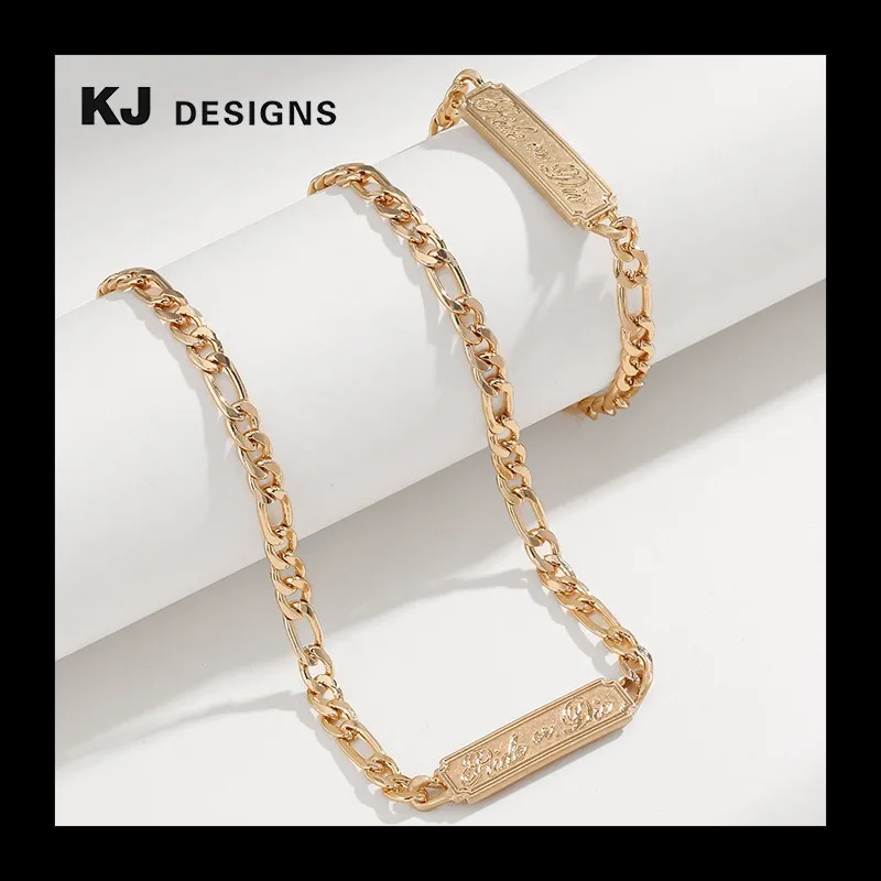 2024ins الرياح مربع العلامة التجارية الهيب هوب الرجعية قلادة مجموعة الإناث، سوار مزاجه الموضة