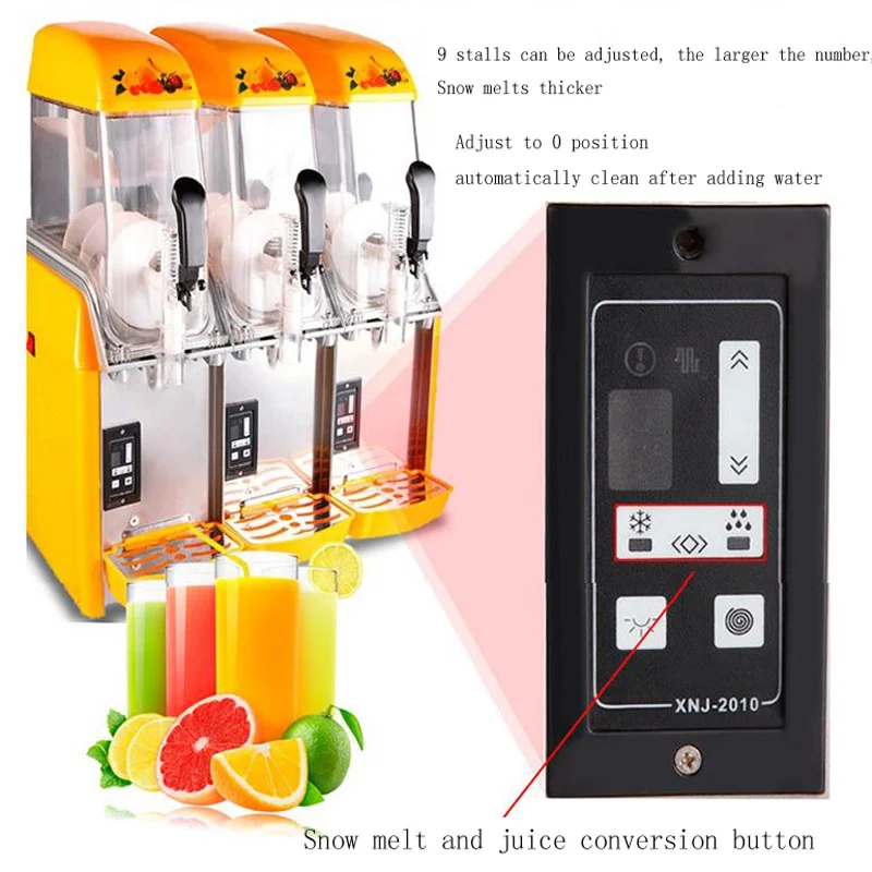 12L 슬러시 기계 단일 실린더 얼음 슬러셔 550W 눈 녹는 기계 스무디 그라니타 기계 노란색