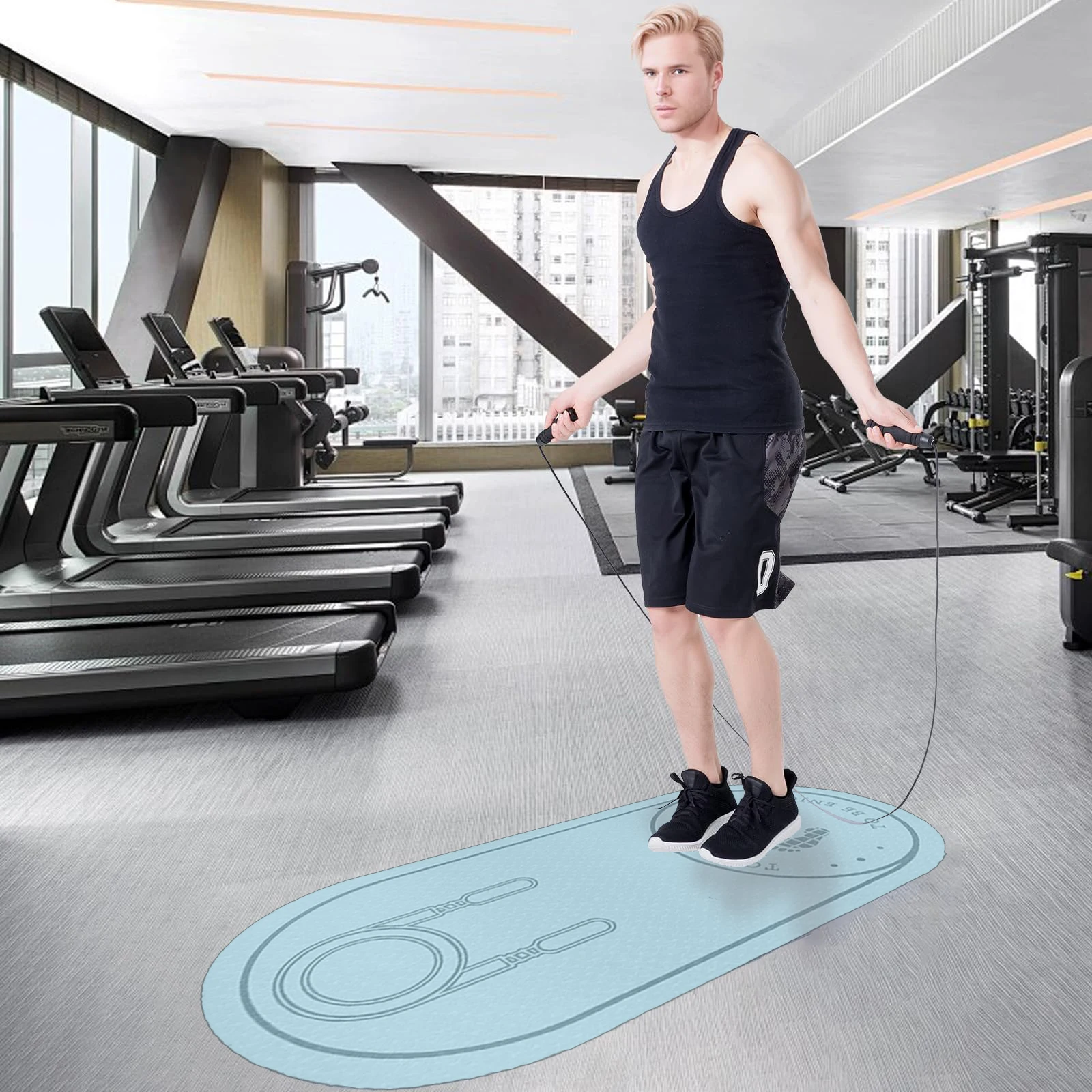 Home Use Sports Yoga Mat Jump Rope Mat Shock Absorption Cushion Fitness Dance Indoor Jump Rope Exercise Pad Running Mat view 6