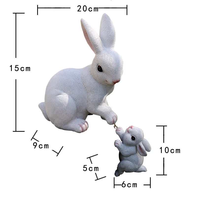 Garden Statues Rabbit Figurine Ornaments Micro Landscape DIY Terrarium Decorations Easter Bunnies Statue Patio/Plant Flower Pots