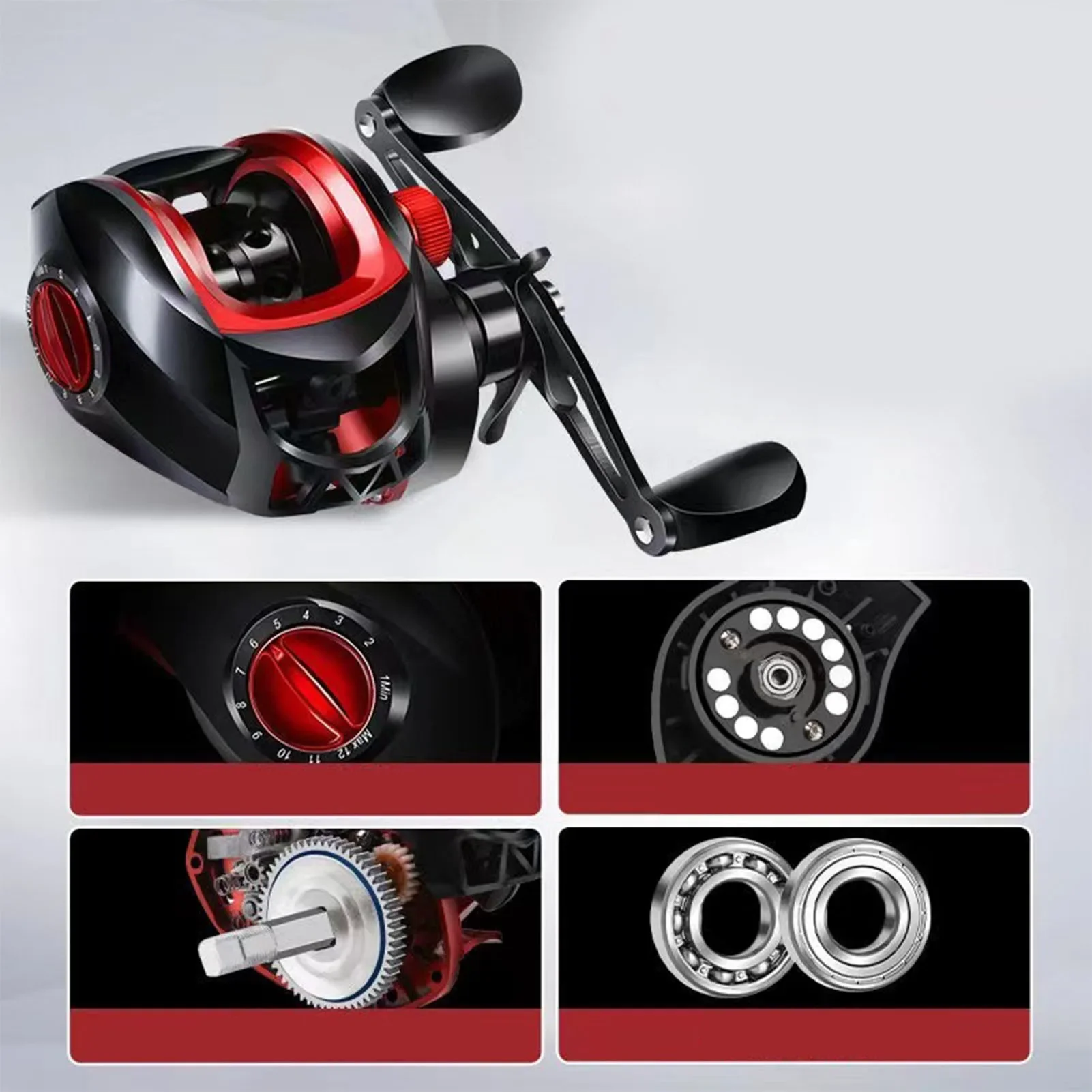 Baitcasting Reel Baitcasting Reel โลหะหล่อยาวที่มีประสิทธิภาพน้ําหนักเบา Baitcaster ตกปลา Reel สําหรับน้ําเค็มน้ําจืด