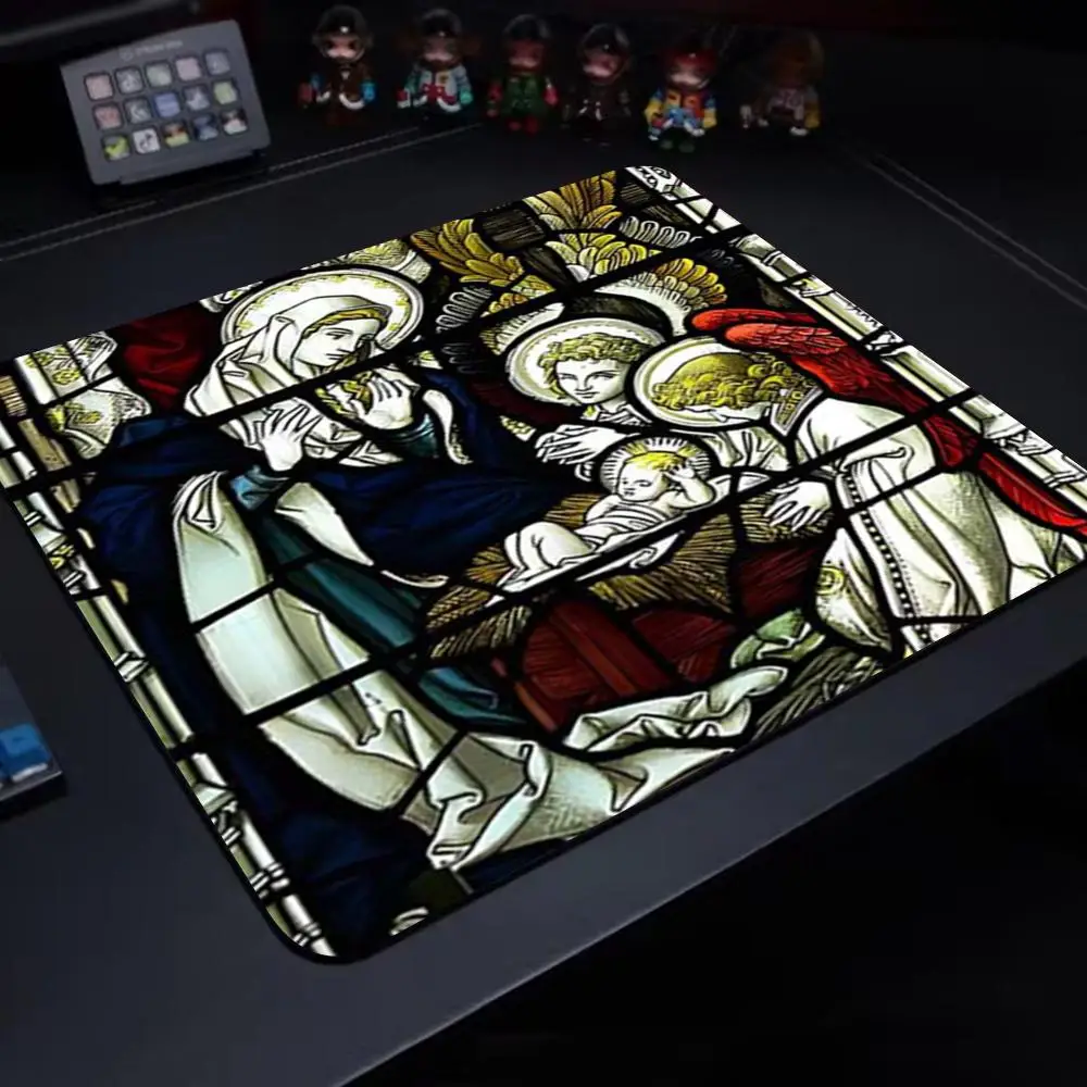 Catholic Religious Art Mouse Pad Gaming Laptops Mousepad Gamer Carpet Keyboard Mat Desk Protector Anime Cartoon Mouse Pads