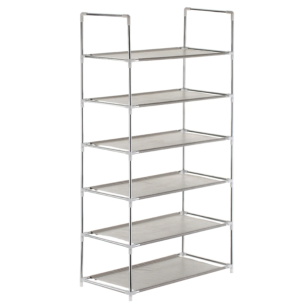 

6-уровневая стойка для обуви, эргономичный стеллаж для шкафа, штабелируемые полки вмещает 18 пар обуви серого цвета