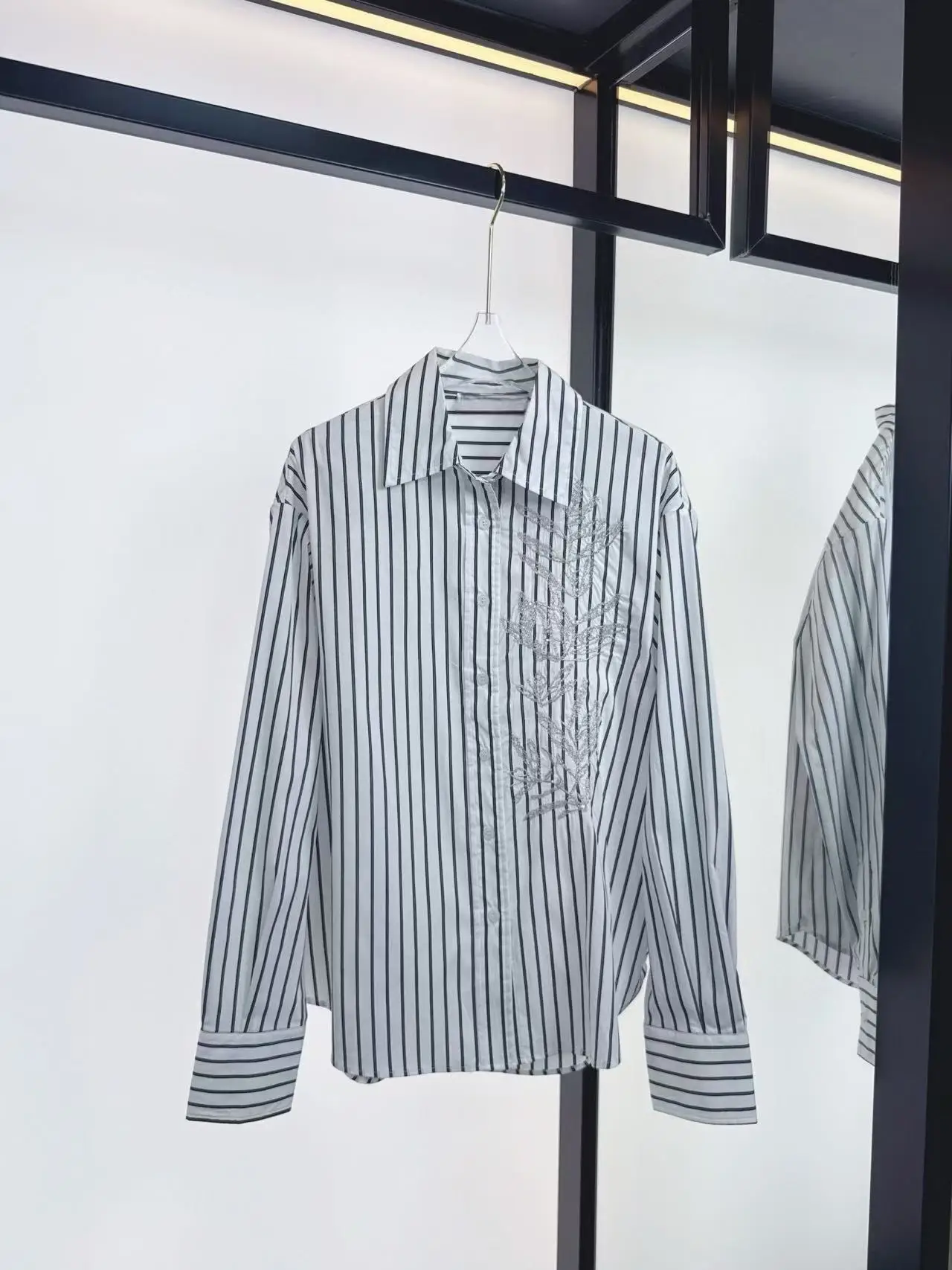 

New 2025 summer style versatile long-sleeved striped shirt