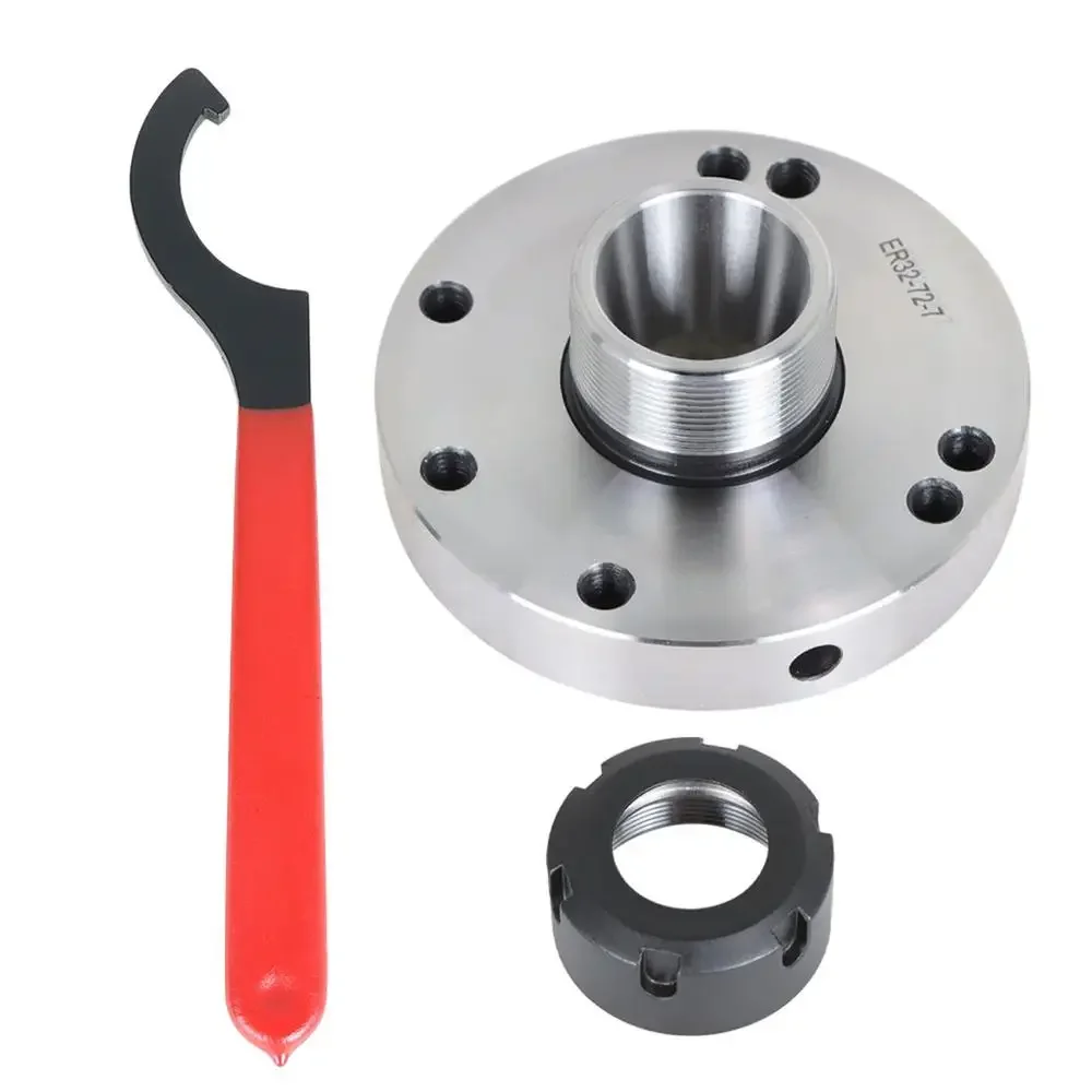 ER-32 CNC Milling Lathe Tool Chuck Seven Holes Diameter 100MM High Precision Sturdy Durable High Speed Steel Mill Lathe Tool