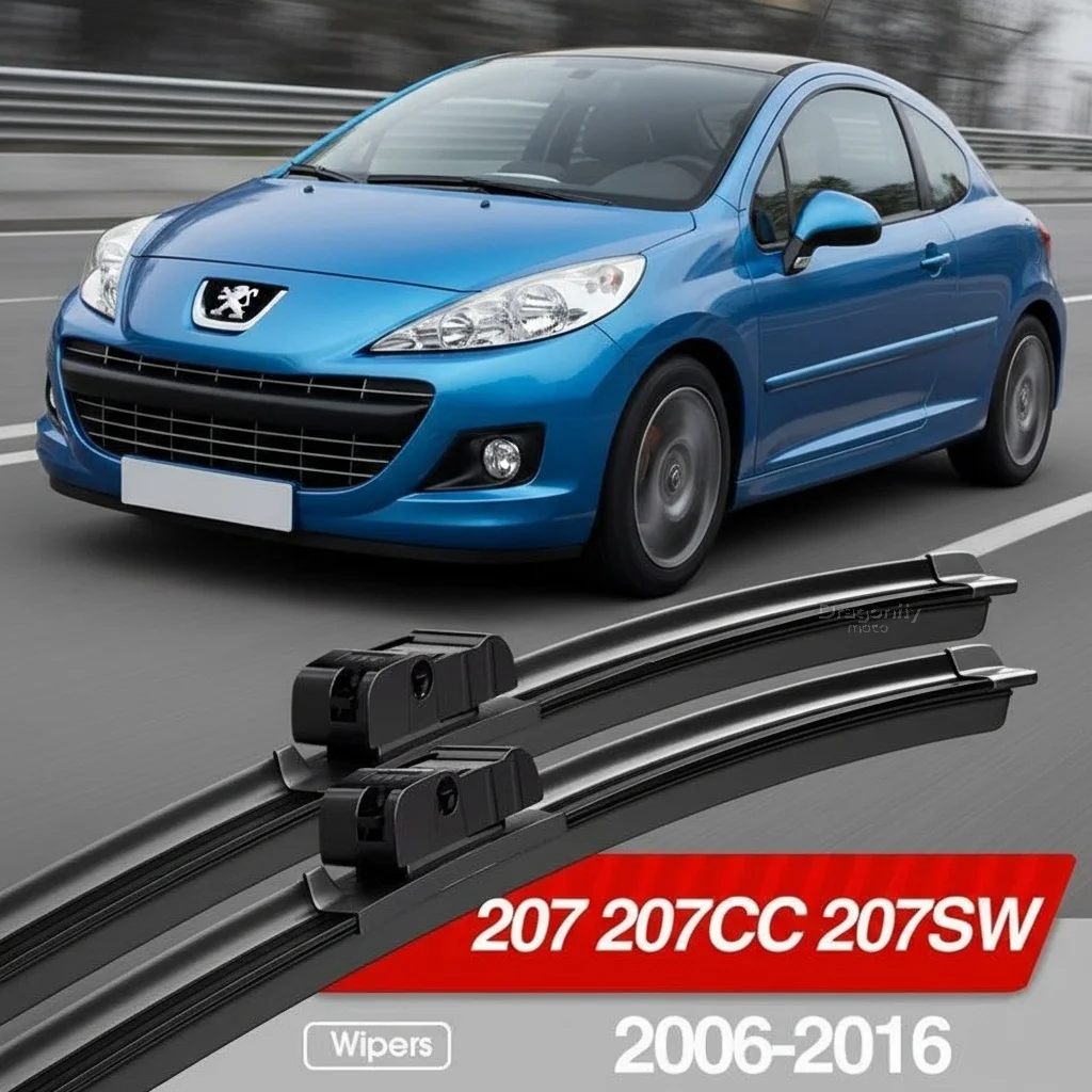 

For Peugeot 207 207CC 207SW 2006-2016 Front Windshield Wiper Blades 2pcs Windscreen Window Accessories 2007 2012 2013 2014 2015