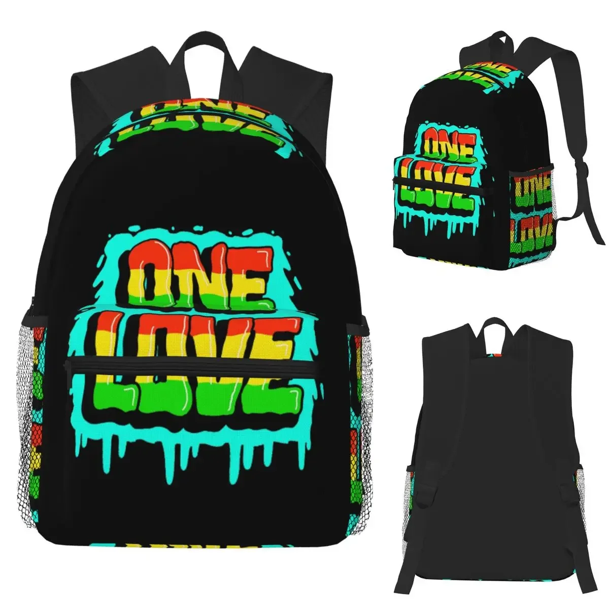 Harajuku Vintage Style Arts Bob Marley One Love Student Backpack School Bag Hiking Daypack for Men Women Bookbag Shoulder Bags