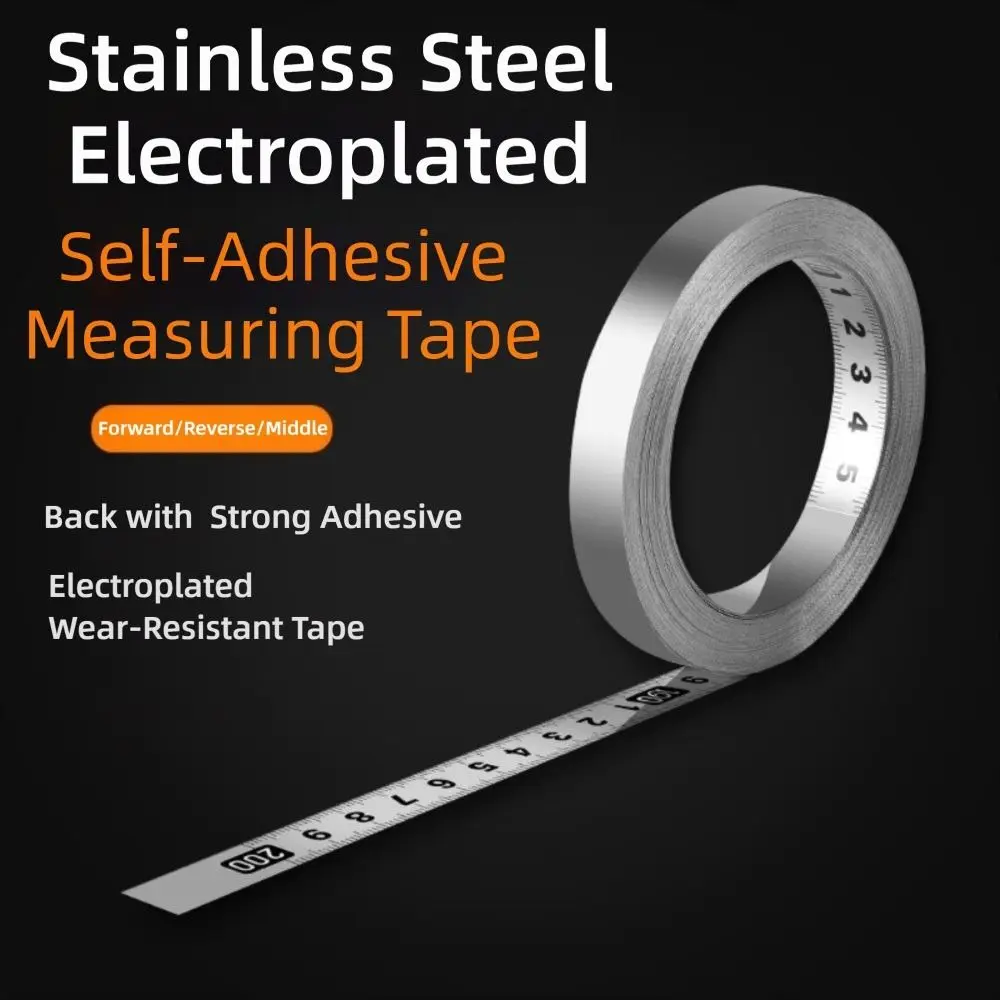 High Quality Self-Adhesive Measuring Tape Stainless Steel 12MM Width Metal Tape Measure 1/2/3 meters Metric Scale