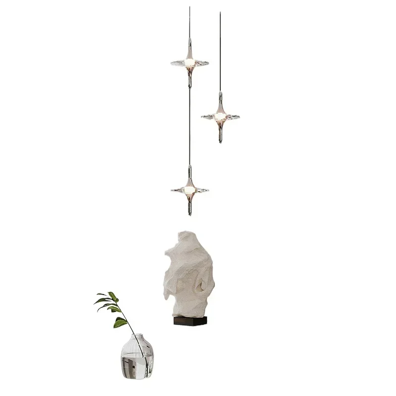 

Living room dining room narrow staircase chandelier, modern minimalist creative bedroom bedside lamp