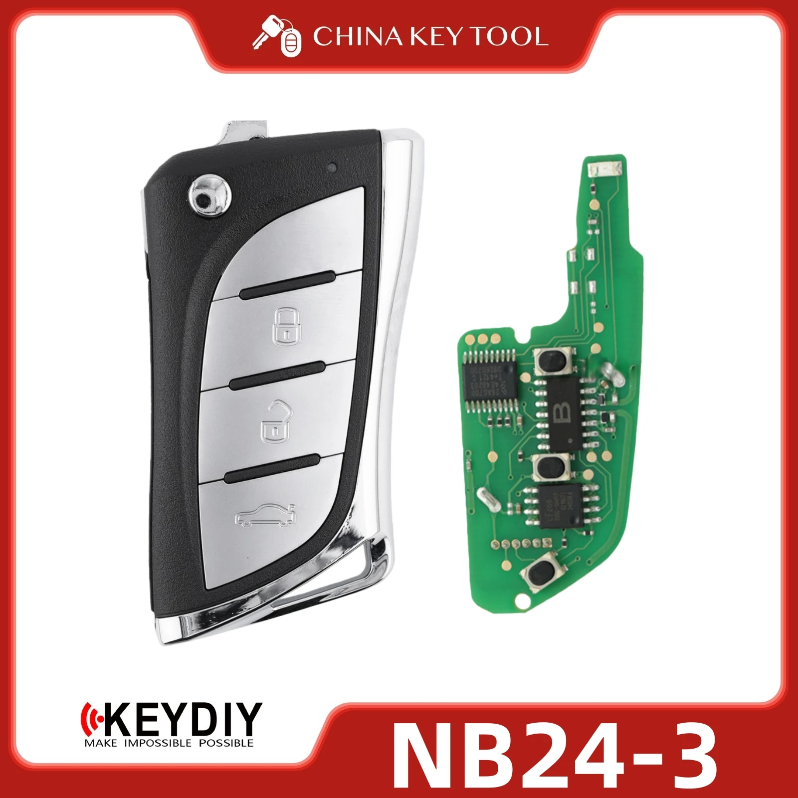 

Универсальный выкидной ключ-пульт KEYDIY KD NB24-3 с 3 кнопками, совместимый с Lexus