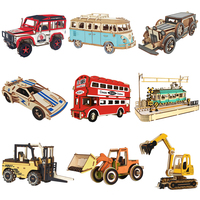 3D Wooden Car Puzzle Laser Cutting Engineering Vehicle Model Building Kits DIY Boys Jigsaw Toy Desk Decoration For Children Kids