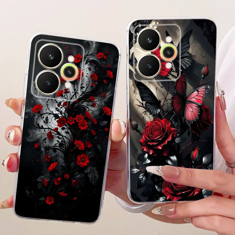 ل Realme 15 / Realme 15 Pro 5G جراب هاتف ملون فراشة فاخرة زهرة المرأة موضة لينة سيليكون غلاف واضح الغطاء الخلفي