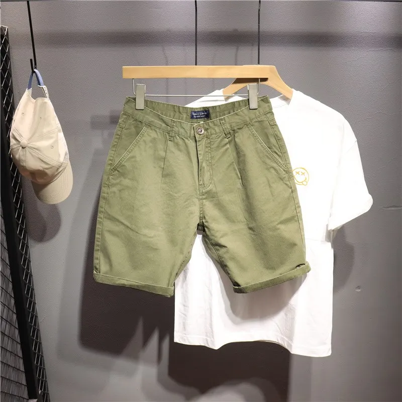 

Faionable Military een orts Men's Summer Slim Fit Casual American High Street Sle 5-Point Pants Leisure Workwear