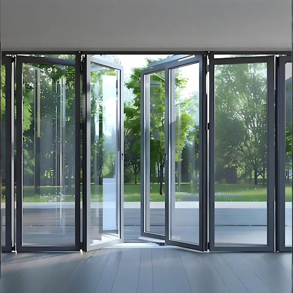 

Раздвижная складная дверь-гармошка Sixinalu для сада, с двойным остеклением, из закаленного алюминиевого профиля с терморазрывом