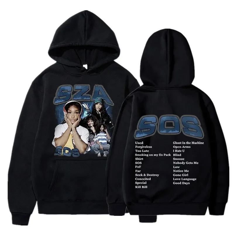 

Singer SZA music album SOS graphic hoodie yymenthk hop hoodies WOMEN'S hoodie 2023 new autumn boyfriend coat rapper long sleeve