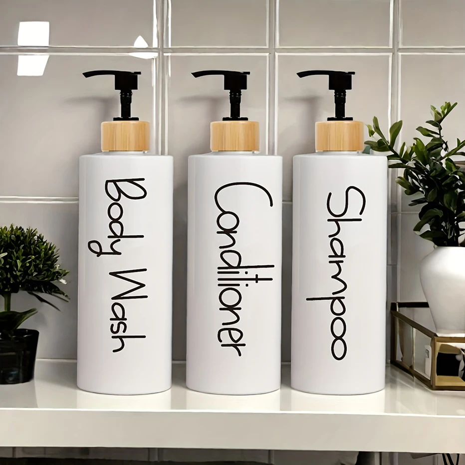 3PCS Bathroom Soap Dispenser Reusable Hand Pump Dispenser Bottle Bathroom Shower Gel Shampoo Refillable Bottle Container