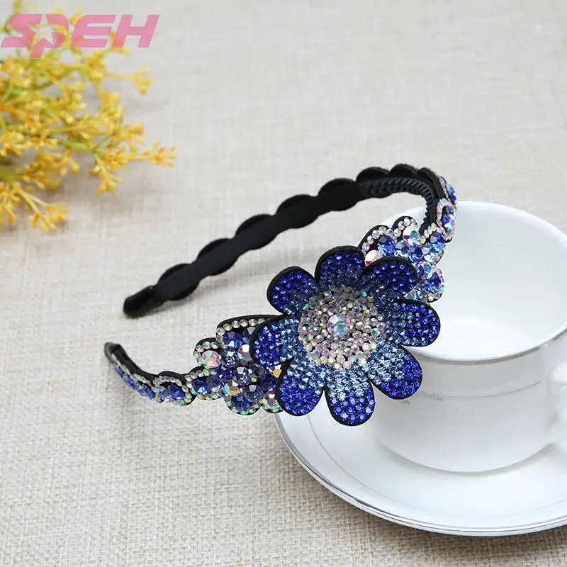 Fashion hair accessories crystal Flower hair hoop Korean hairpin Rhinestone head hole hairpin anti-skid