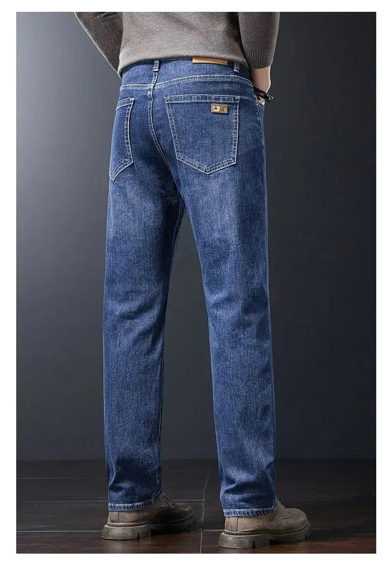 2027 Neue Herbst-Winter-Soft-Stretch-Jeans für Herren, Business-Casual, schmale, gerade Jeanshose, koreanische blaue, graue Arbeitshose für Männer – Detail 7