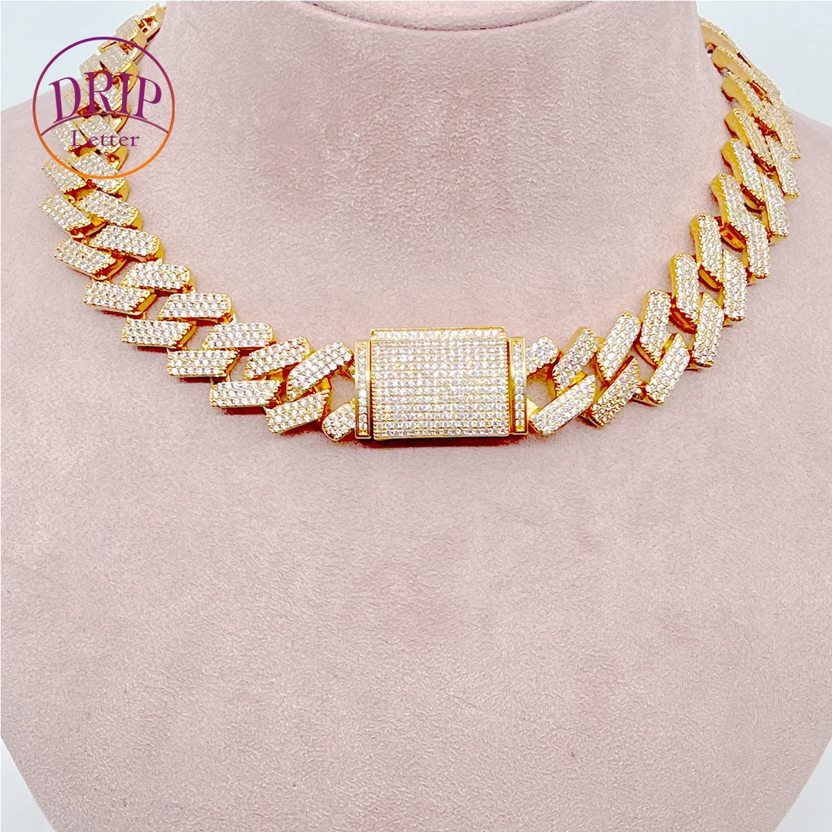 

Drip Letter Miami Cuban Link Chain for Women Choker Iced Out Charms Real Gold Plated Hip Hop Jewelry 2023 Trend