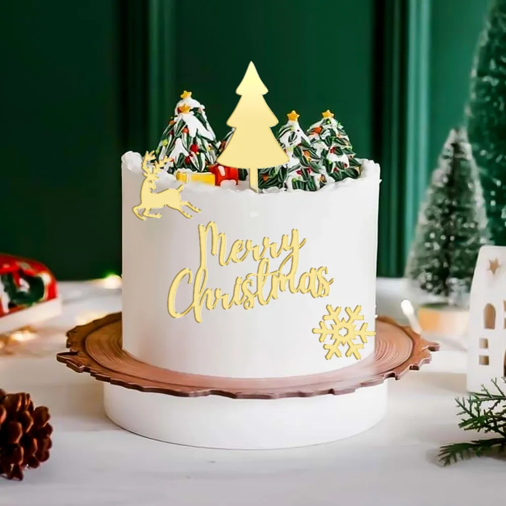 4 teile/satz Frohe Chirstmas Thema Kuchen Dekorationen, für Weihnachten Baum Elch Geburtstag Party Kuchen Dekor Liefert – Detail 3