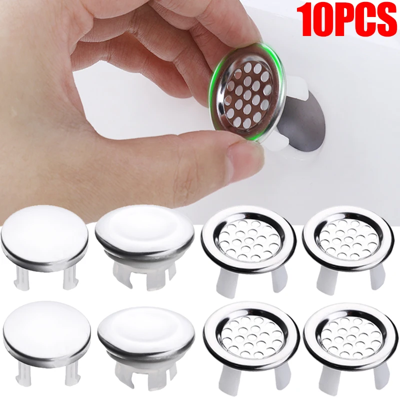 10/1Pcs Sink Overflow Ring Stainless Steel Drain Cover Replacement Bathroom Kitchen Sink Wash Basin Overflow Cover Round Caps