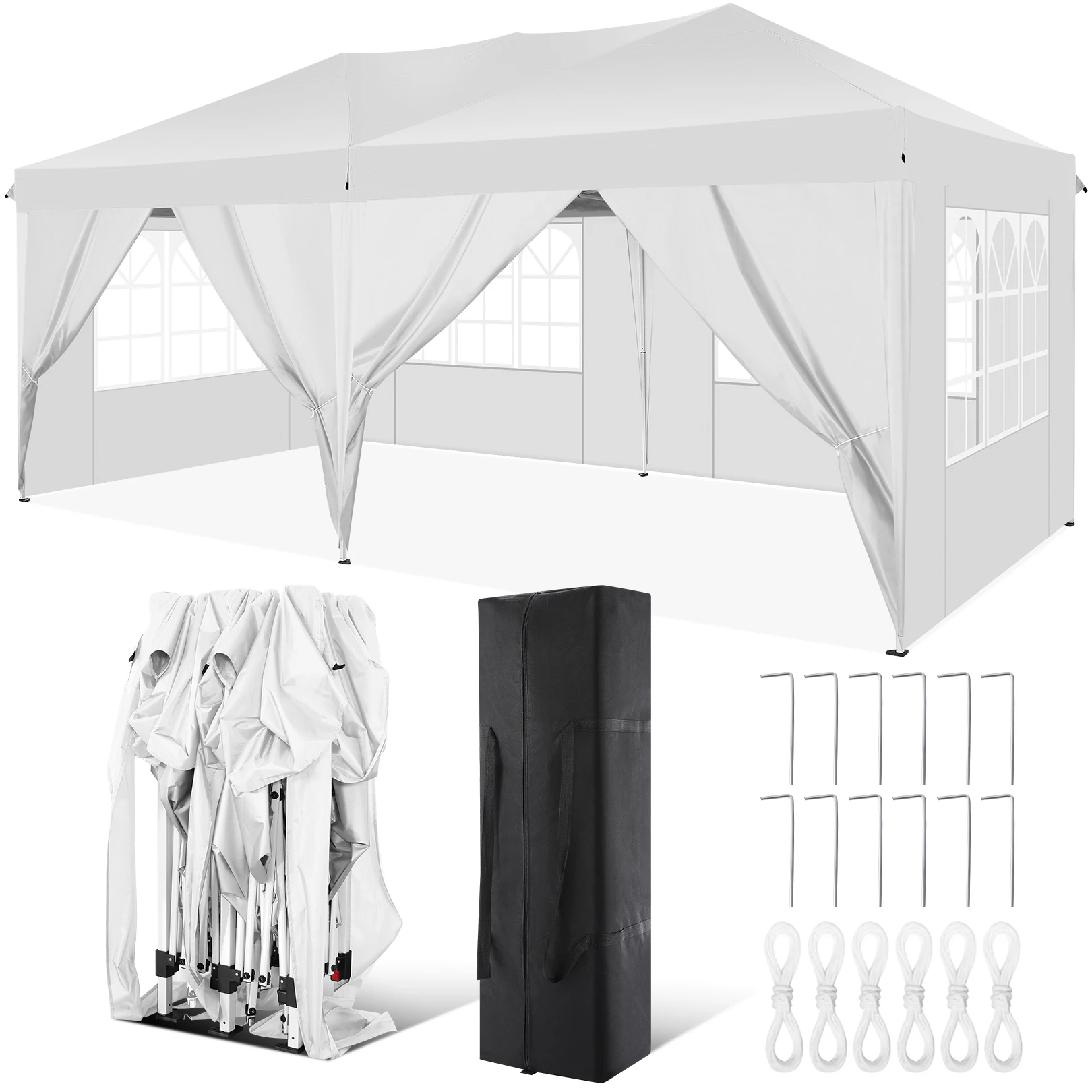 10x20FT Pop Up Canopy Tent with Removable Sidewalls Waterproof Commercial Instant Shelter Outdoor Gazebo Party Tent Protable Canopy Tents for Parties with Carry Bag