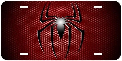 Spider on Red Aluminum Car Tag Novelty License Plate