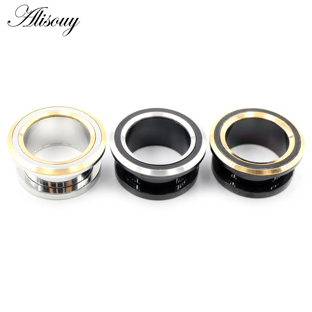 Alisouy 2PCS 6-25mm Stainless Steel Unscrew Round Ear Plugs Tunnels Expander Stretchers Gauges Earrings Piercing Body Jewelry