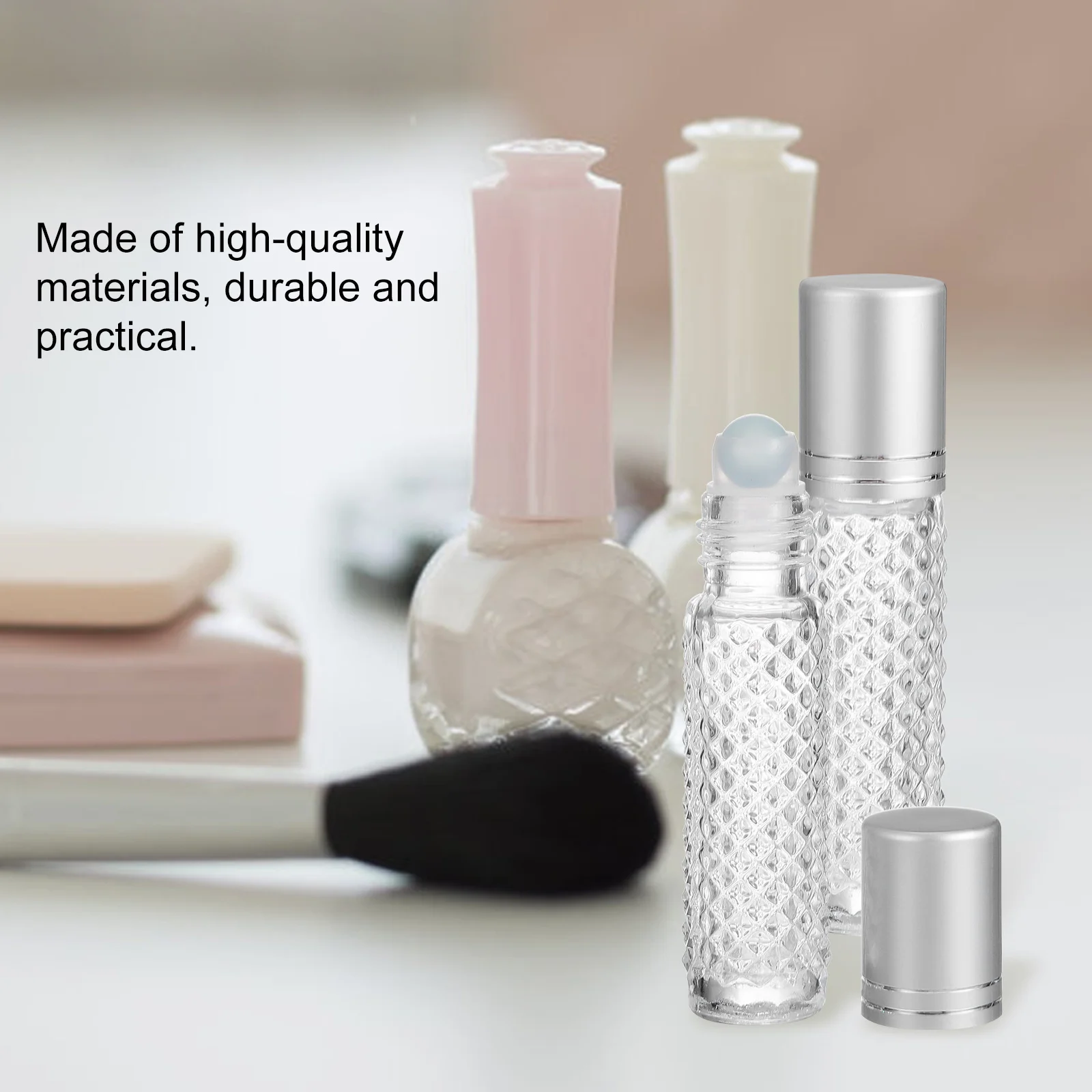 

Beatifufu 8pcs Glass Roller Bottle Essential Oil Container Mini Perfume Pipette Portable Anti Crystal Terrarium Bracket