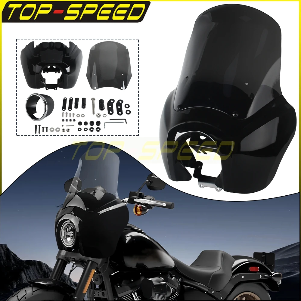 

For 2020-2023 Harley Softail Low Rider S 114 117 FXLRS Motorcycle Front Headlight Fairing With 15Inch Windshield Headlight Cover