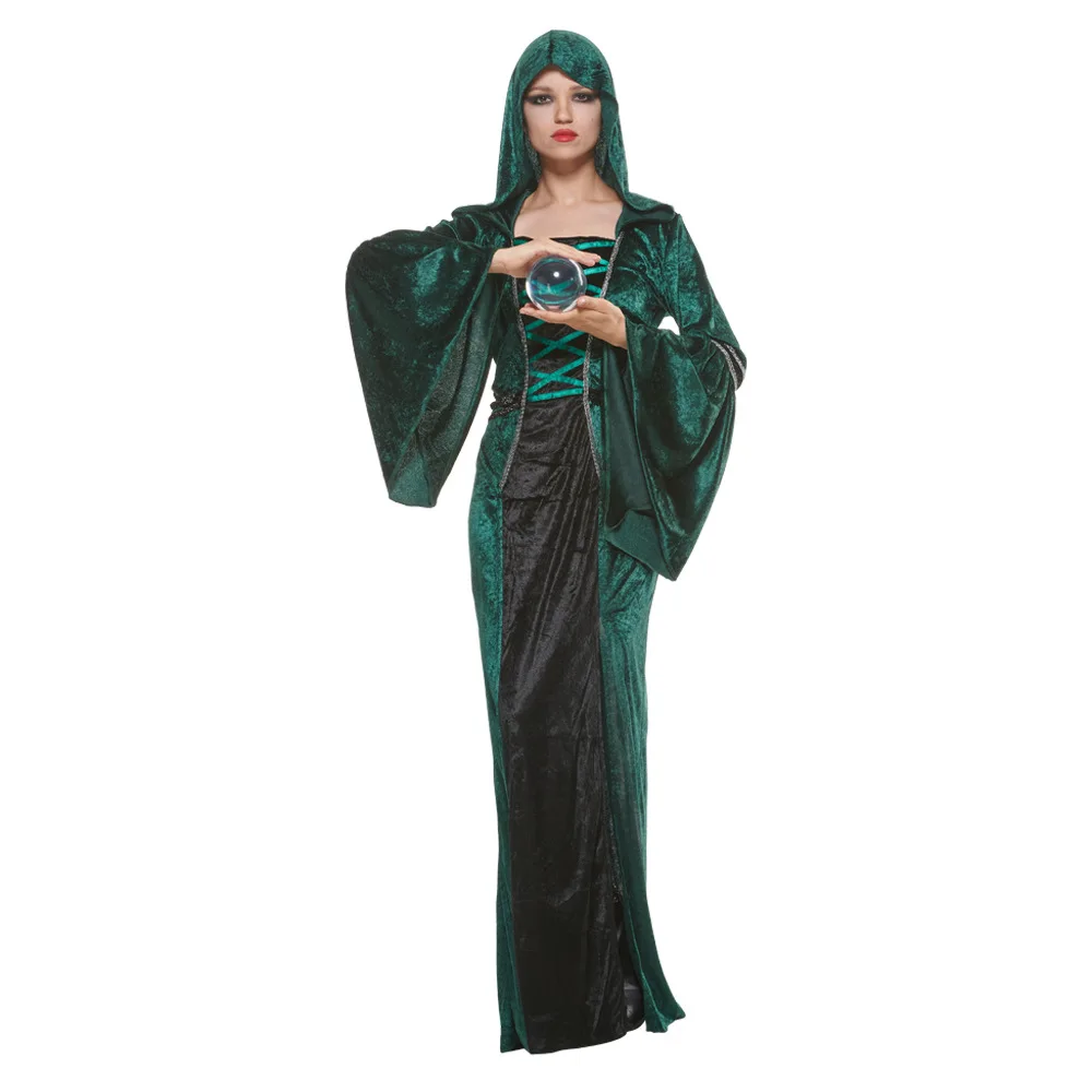

Adult Women's Emerald Witch Dress Cosplay Role-playing Halloween Stage Performance Costume Traditional Chinese Ethnic Women's...