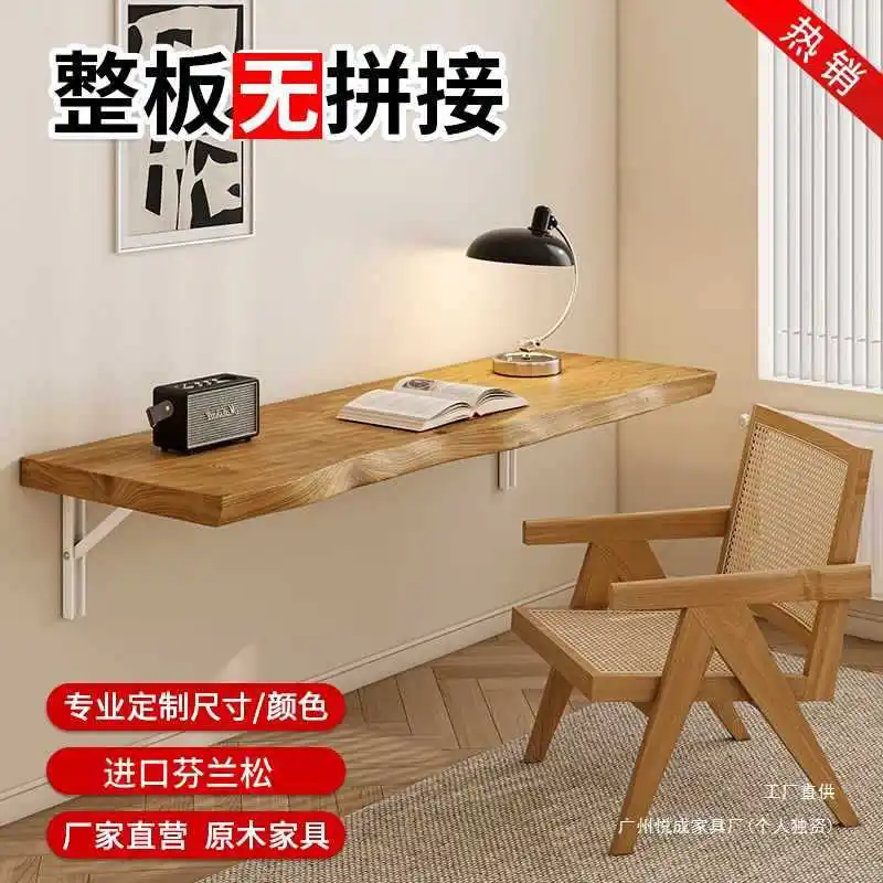 

Solid wood wall rack baffle suspension table folding computer table wall small apartment laminate wall hanging study table
