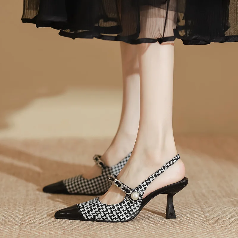 

Size 35-39 Women's Fashion Shoes Thin High Heels Point Toe Slingbacks Black Pumps