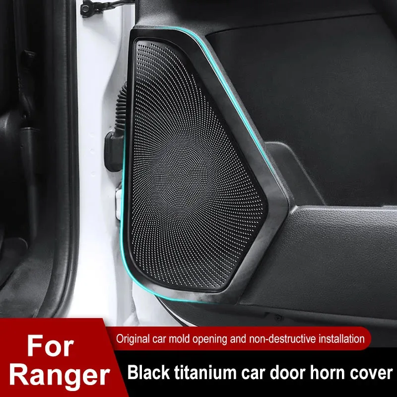 

Car Audio Speaker Horn Cover Stainless Steel 4 Door Loudspeaker Sound Frame Protective Pad Fit For Ford Ranger 2023 2024