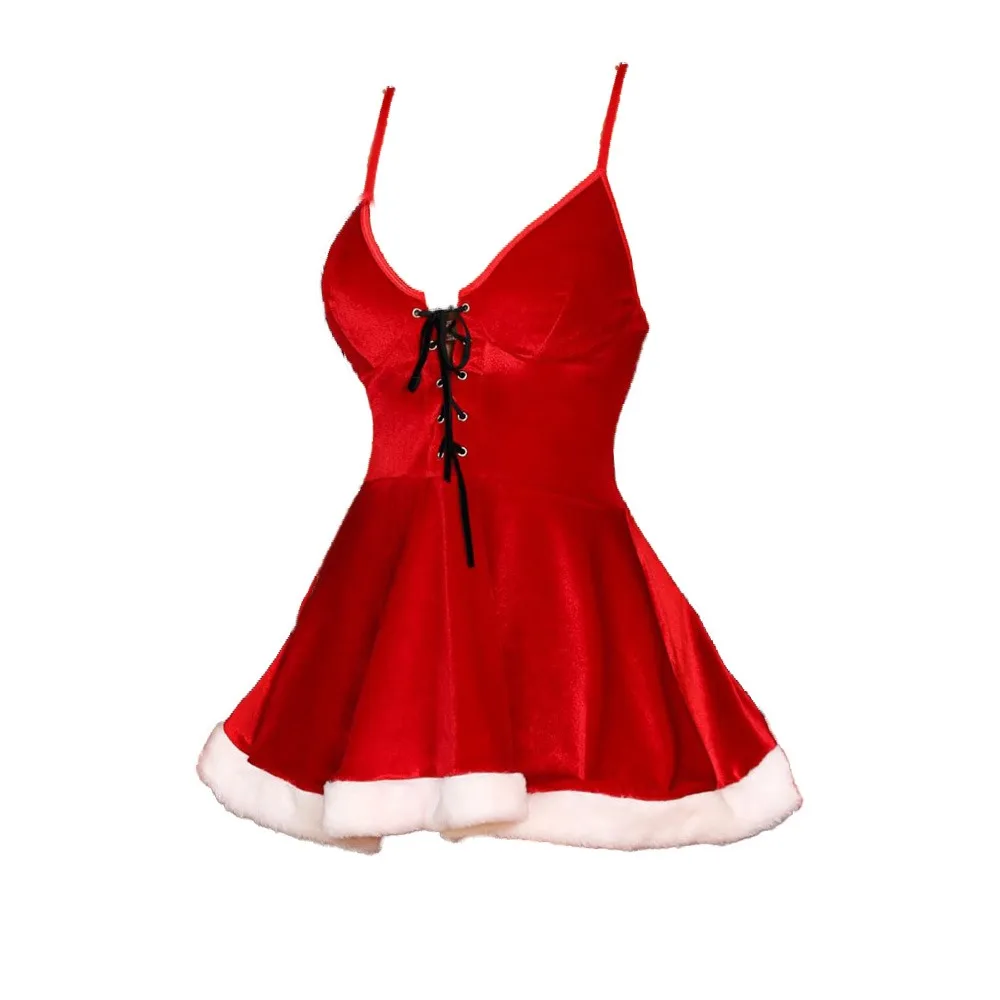 Confortável bowknot vestido de natal transparente oco pijama vestido terno doce ano novo camisola pijamas casa
