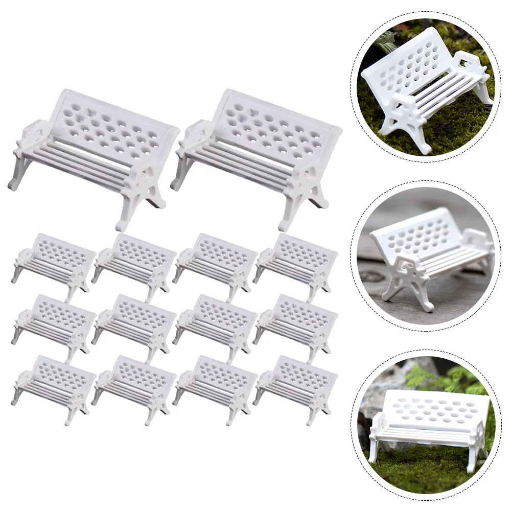 

16 Pcs Park Chair Decoration Miniature Bench Gifts Scene Ornaments Small Garden Benches Figurine Abs Layout Props Model Micro
