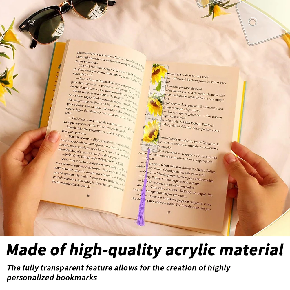 100pcs Transparent Acrylic Book Markers With 100pcs Colorful Tassels Bookmark Personalized Tassels Blank Bookmarks DIY