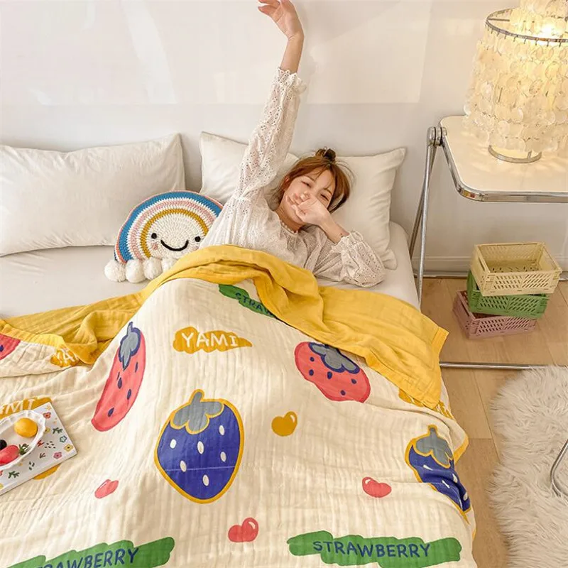 5 Size Cho Bé Muslin Bộ Chăn Ra 6 Lớp Gạc Cotton Trẻ Em Người Lớn Chăn Ga Bộ Chăn Ga Gối Giường Giường Trẻ Em Chăn