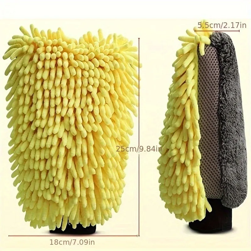 TILONDEX 1/2PCS Dual Sided Chenille Car Wash Mitt Ultra Absorbent Microfiber Gloves